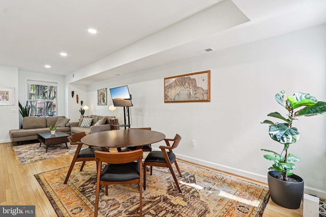 2254 12th St NW, Washington, DC 20009 - dining room featuring light wood-style floors, baseboards, and recessed lighting
