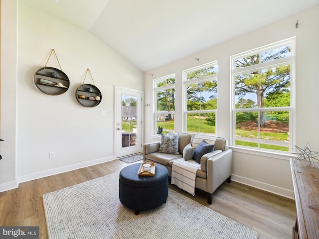 11020 Augusta Ln Unit 3, Berlin, MD 21811 - living area featuring plenty of natural light, wood finished floors, baseboards, and vaulted ceiling
