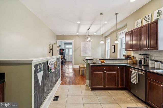 152 W Sharpnack St, Philadelphia, PA 19119 - kitchen with dishwasher, plenty of natural light, dark countertops, recessed lighting, and a peninsula