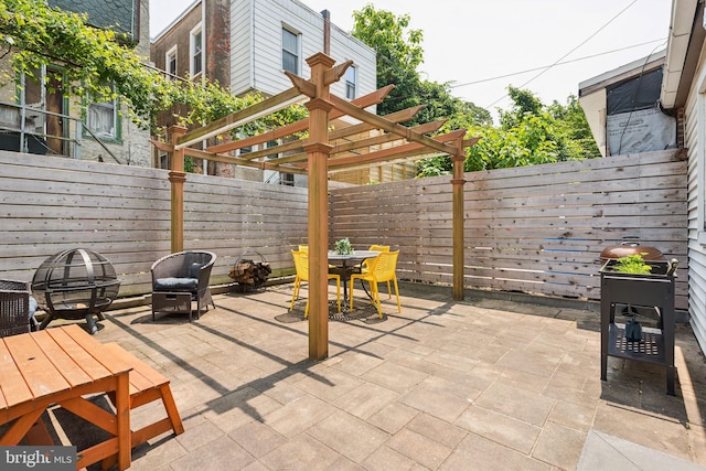 152 W Sharpnack St, Philadelphia, PA 19119 - fenced backyard with outdoor dining area, a patio area, and a pergola