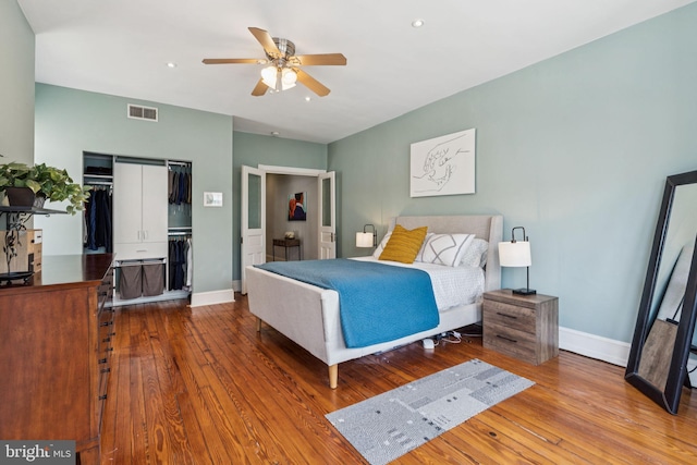 152 W Sharpnack St, Philadelphia, PA 19119 - bedroom with wood-type flooring, baseboards, a closet, recessed lighting, and ceiling fan