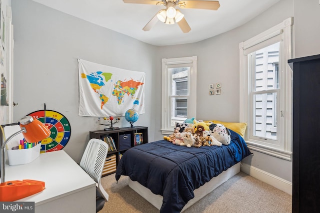 152 W Sharpnack St, Philadelphia, PA 19119 - bedroom with carpet, multiple windows, a ceiling fan, and baseboards