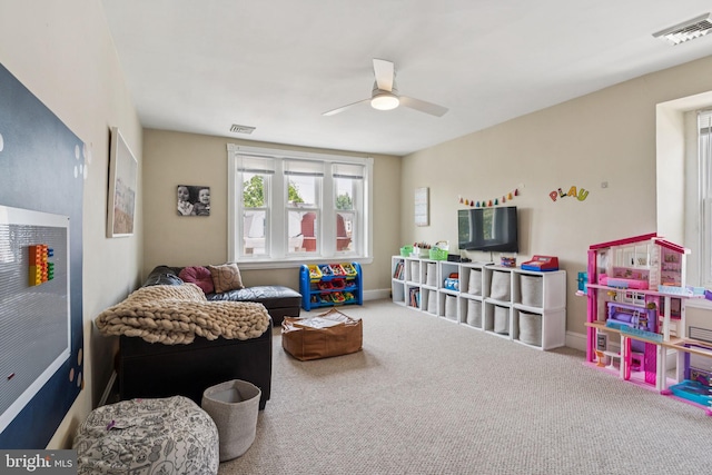 152 W Sharpnack St, Philadelphia, PA 19119 - game room featuring a ceiling fan, carpet flooring, and baseboards