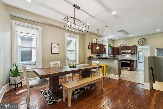 152 W Sharpnack St, Philadelphia, PA 19119 - dining room with light wood finished floors, recessed lighting, baseboards, and a chandelier