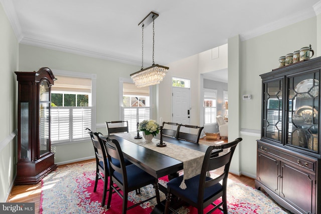 1412 Eagle Ridge Run, Bel Air, MD 21014 - dining room with ornamental molding, light wood finished floors, and baseboards