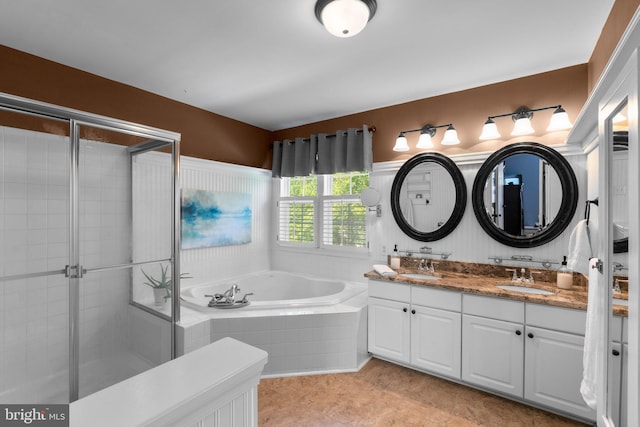 1412 Eagle Ridge Run, Bel Air, MD 21014 - bathroom with double vanity, a garden tub, and a tile shower