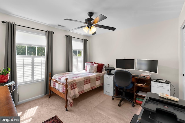 1412 Eagle Ridge Run, Bel Air, MD 21014 - bedroom with a desk, light colored carpet, baseboards, and a ceiling fan