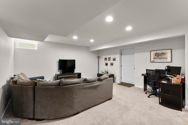 1412 Eagle Ridge Run, Bel Air, MD 21014 - living room featuring recessed lighting, an office area, baseboards, and carpet