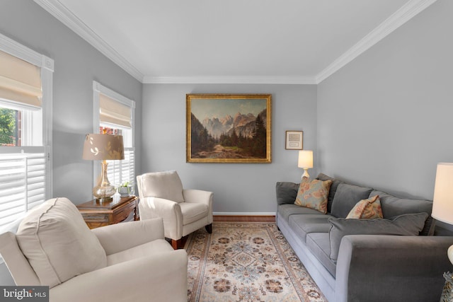 1412 Eagle Ridge Run, Bel Air, MD 21014 - living room with crown molding, wood finished floors, and baseboards