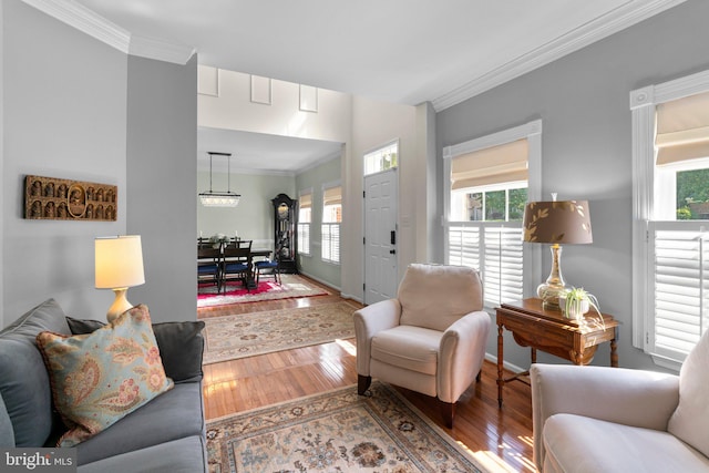 1412 Eagle Ridge Run, Bel Air, MD 21014 - living area featuring wood finished floors, ornamental molding, and baseboards