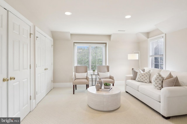 2 Autumn Meadow Ln, Malvern, PA 19355 - living area featuring baseboards, recessed lighting, and light colored carpet