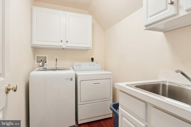 2 Autumn Meadow Ln, Malvern, PA 19355 - washroom featuring separate washer and dryer, cabinet space, and dark wood finished floors