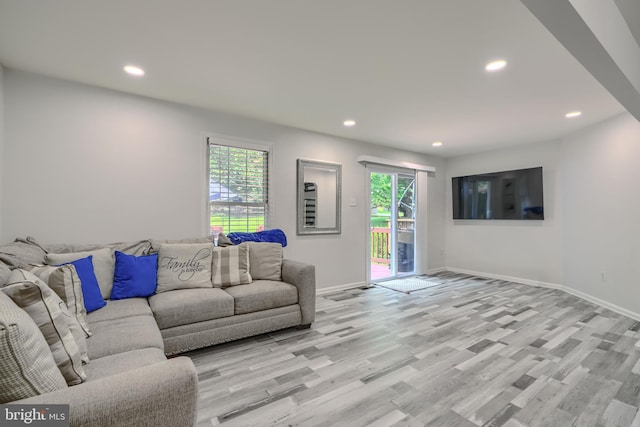 608 Budleigh Cir, Lutherville Timonium, MD 21093 - living area featuring healthy amount of natural light, light wood-style floors, and recessed lighting