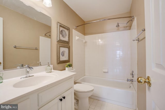 20479 Quarterpath Trace Cir, Sterling, VA 20165 - bathroom with shower / tub combination, vanity, toilet, and tile patterned floors