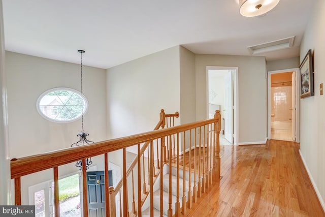 20479 Quarterpath Trace Cir, Sterling, VA 20165 - corridor featuring an upstairs landing, light wood-type flooring, and baseboards