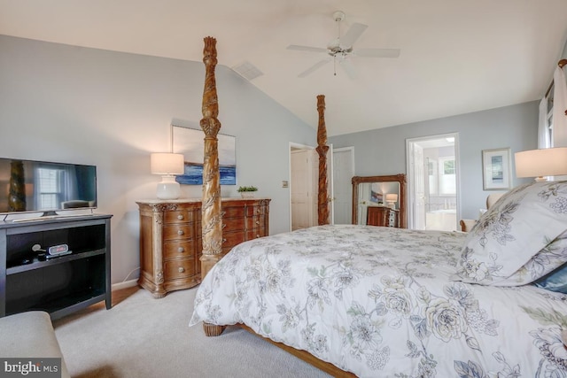 20479 Quarterpath Trace Cir, Sterling, VA 20165 - bedroom featuring carpet flooring, lofted ceiling, ceiling fan, and ensuite bathroom