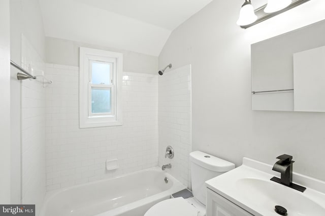 2816 Denley Pl, Silver Spring, MD 20906 - bathroom featuring  shower combination, vanity, and lofted ceiling