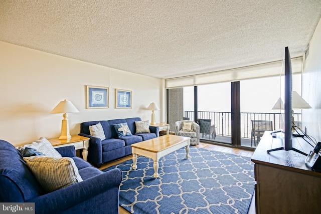 604 Dover House Rd Unit 604S, Bethany Beach, DE 19930 - living area featuring expansive windows, wood finished floors, and a textured ceiling