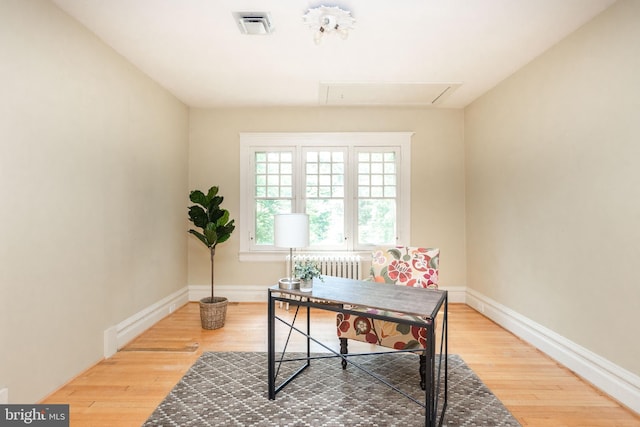 403 Club Rd, Baltimore, MD 21210 - office featuring attic access, radiator, wood finished floors, and baseboards