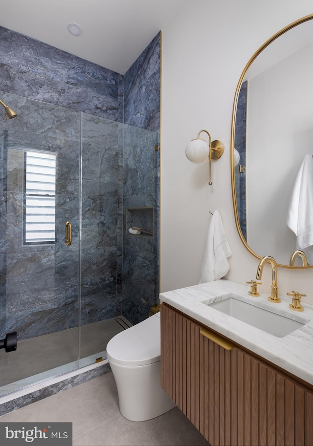 441 Q St NW Unit 2, Washington, DC 20001 - full bath with vanity, a shower stall, and tile patterned flooring