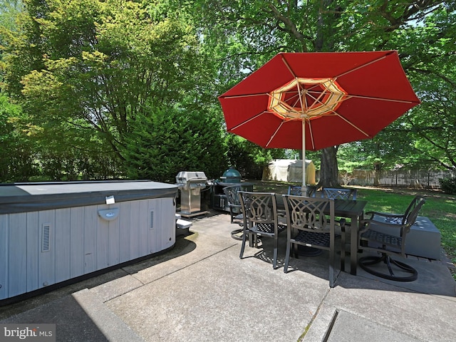 407 Vaughn Rd, Royersford, PA 19468 - view of patio / terrace with a hot tub, outdoor dining area, and a grill