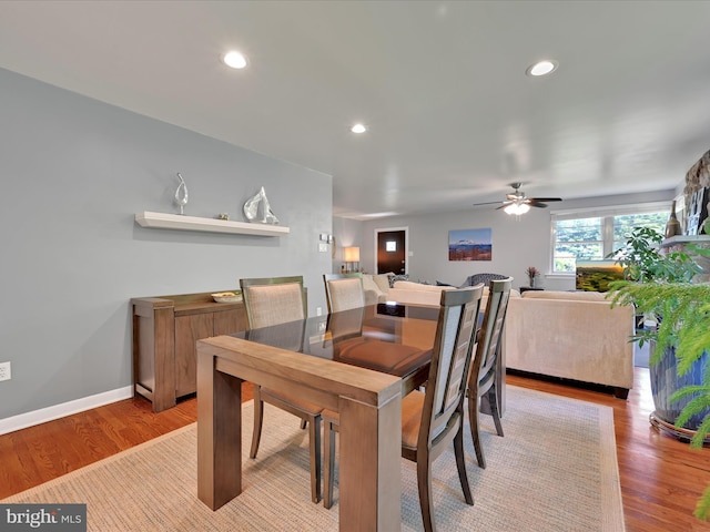 407 Vaughn Rd, Royersford, PA 19468 - dining area featuring light wood finished floors, ceiling fan, and recessed lighting