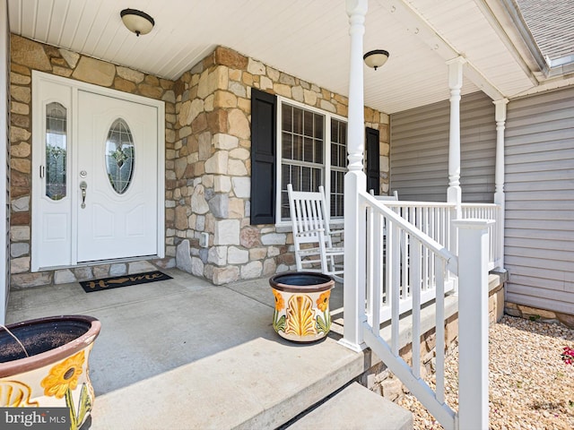 5185 Turkey Point Road, North East, MD 21901 - property entrance with a porch and stone siding
