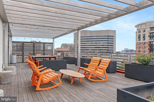 1320 Fenwick Ln Unit 201, Silver Spring, MD 20910 - wooden terrace with a view of city and a pergola