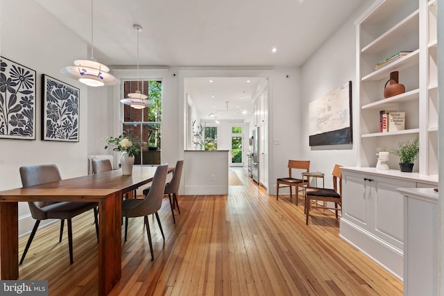 111 8th St SE, Washington, DC 20003 - dining area with light wood-type flooring, recessed lighting, and baseboards