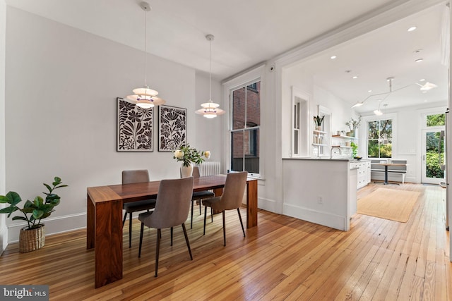 111 8th St SE, Washington, DC 20003 - dining room with light wood-style floors, baseboards, and recessed lighting
