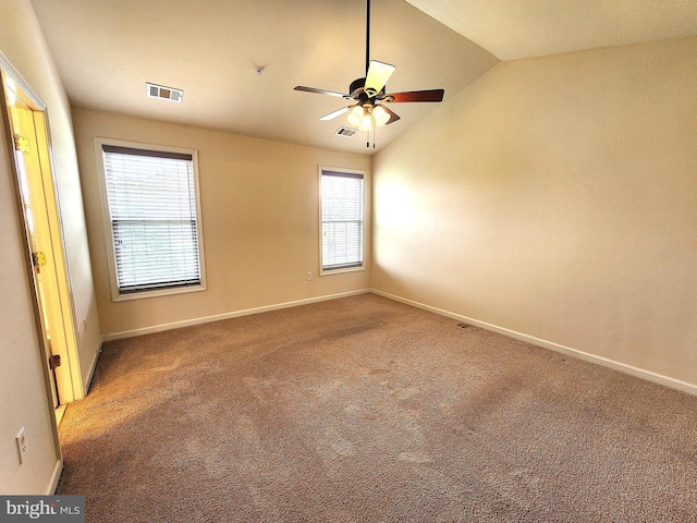 10361 Bridle Ct, Hagerstown, MD 21740 - carpeted spare room featuring a ceiling fan, baseboards, and lofted ceiling