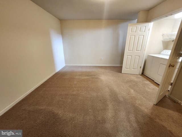 10361 Bridle Ct, Hagerstown, MD 21740 - unfurnished bedroom with washing machine and clothes dryer, light colored carpet, and baseboards