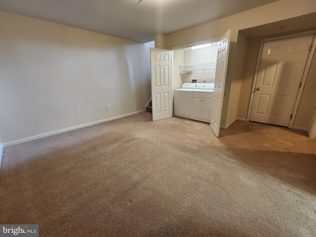 10361 Bridle Ct, Hagerstown, MD 21740 - unfurnished bedroom with washer and dryer, light colored carpet, and baseboards