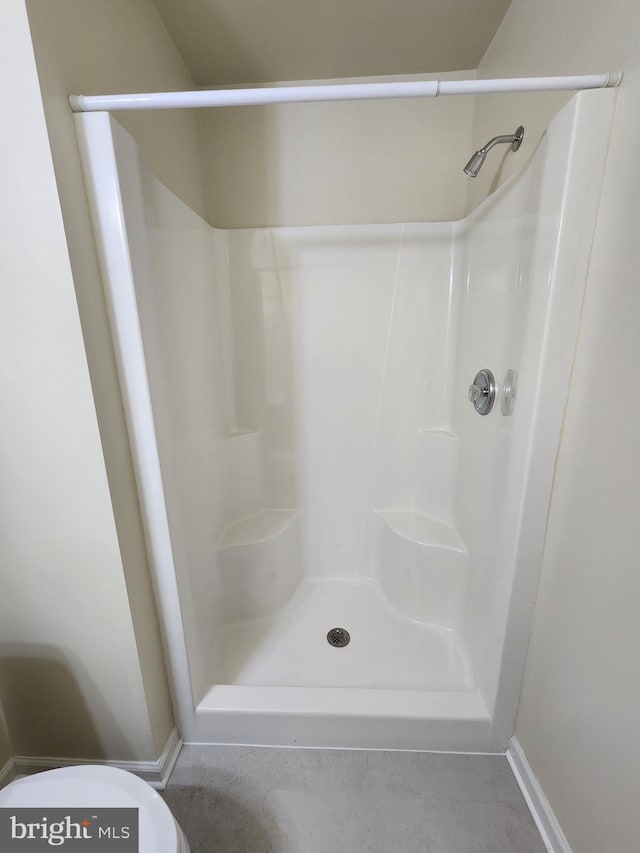 10361 Bridle Ct, Hagerstown, MD 21740 - bathroom with toilet, a shower, and baseboards