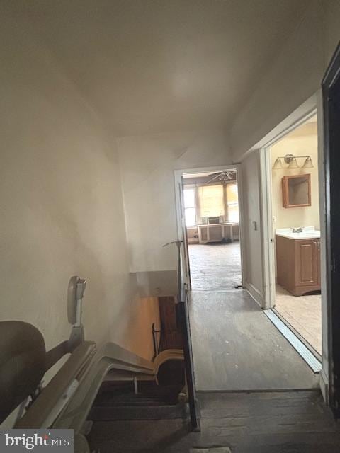 5328 Willows Ave, Philadelphia, PA 19143 - hall featuring wood finished floors and a sink