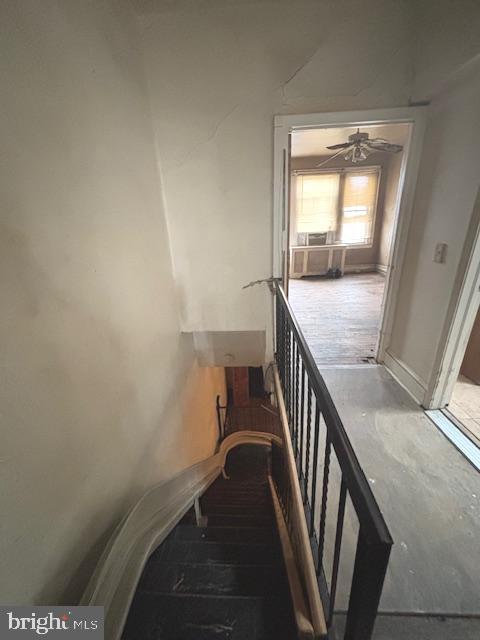 5328 Willows Ave, Philadelphia, PA 19143 - stairs featuring ceiling fan