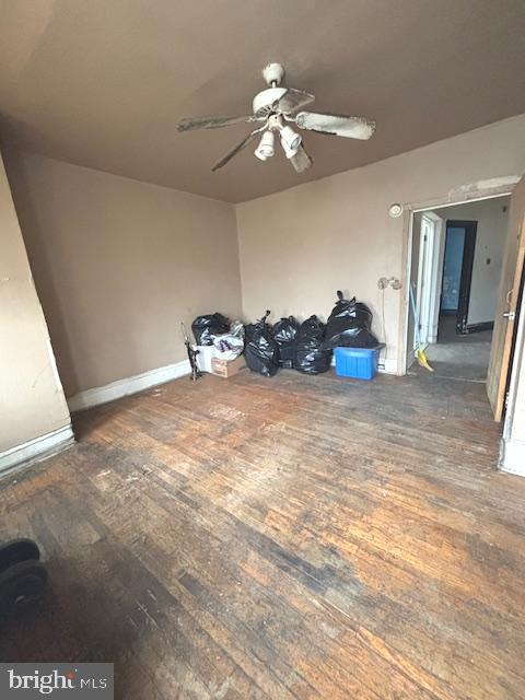 5328 Willows Ave, Philadelphia, PA 19143 - unfurnished room with wood-type flooring, ceiling fan, and baseboards