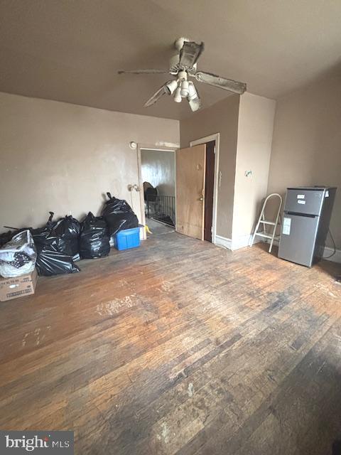 5328 Willows Ave, Philadelphia, PA 19143 - unfurnished living room with hardwood / wood-style flooring and a ceiling fan