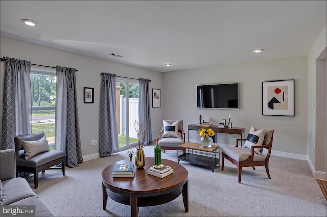 35141 Wright Way, Millsboro, DE 19966 - living room with baseboards, light carpet, and recessed lighting