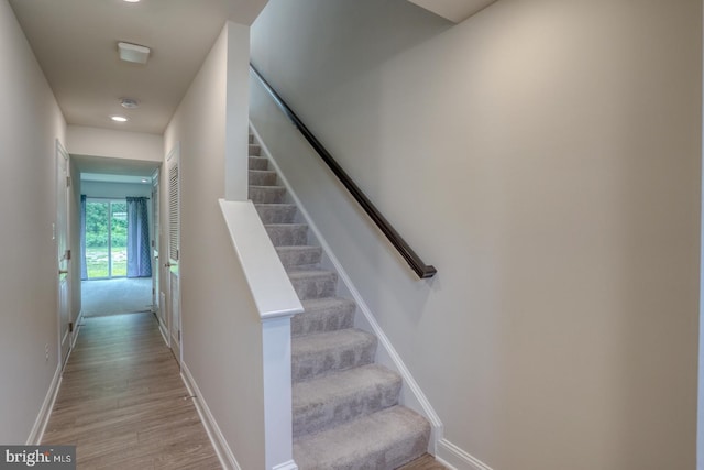 35141 Wright Way, Millsboro, DE 19966 - stairs with wood finished floors, baseboards, and recessed lighting