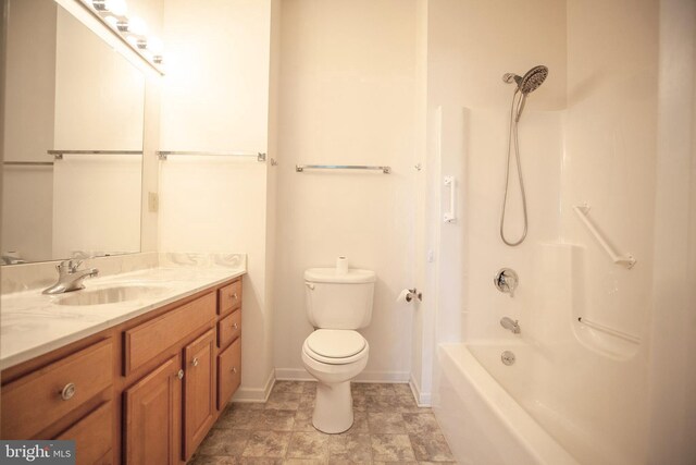 301 Sunbrook Ln Unit 89, Hagerstown, MD 21742 - full bathroom with toilet, vanity, baseboards, and shower / tub combination