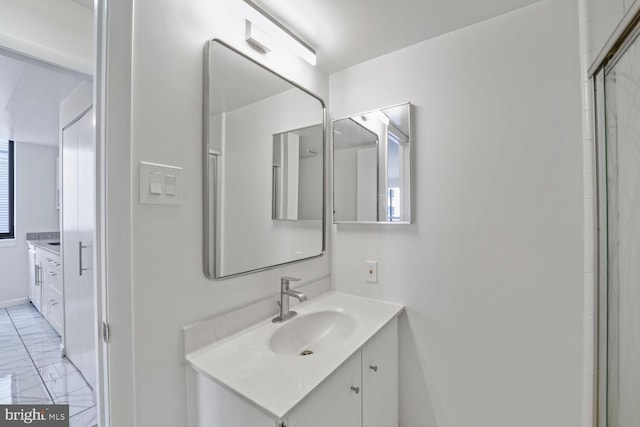 1140 23rd St NW Unit 903, Washington, DC 20037 - full bath featuring vanity, a tile shower, and marble finish floors