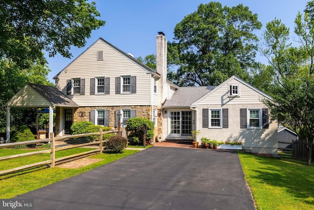 1864 Edge Hill Rd, Abington, PA 19001 - view of front of property with a chimney, stone siding, and driveway