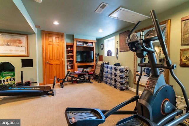 1864 Edge Hill Rd, Abington, PA 19001 - exercise area with carpet, recessed lighting, and built in shelves
