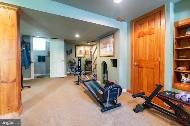 1864 Edge Hill Rd, Abington, PA 19001 - workout room with baseboards, carpet flooring, and recessed lighting