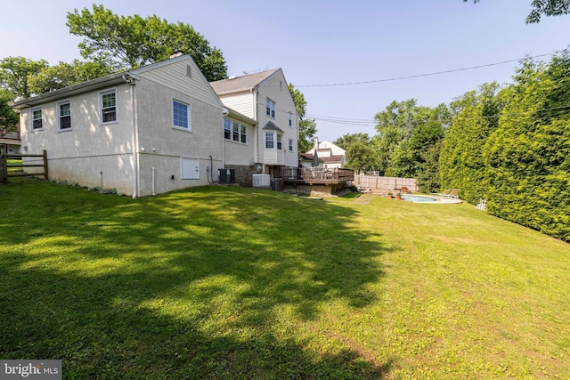 1864 Edge Hill Rd, Abington, PA 19001 - view of yard with central air condition unit and a wooden deck