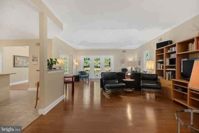 11 Birchwood Ct, Princeton, NJ 08540 - sitting room featuring wood finished floors, a raised ceiling, and crown molding