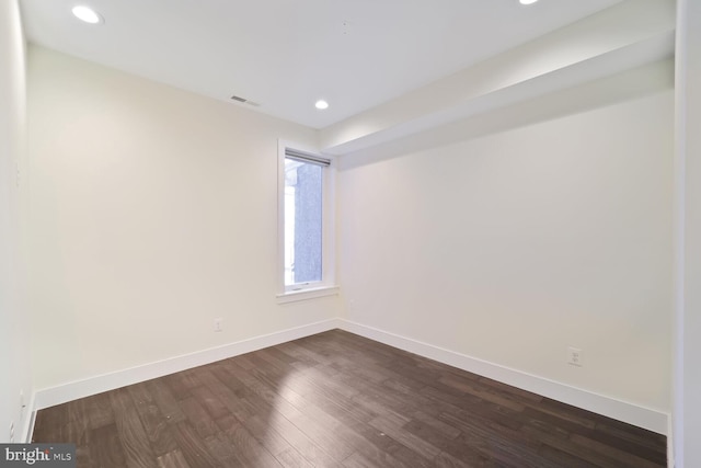 525 Kennedy St NW Unit 4, Washington, DC 20011 - spare room with dark wood-type flooring, recessed lighting, and baseboards