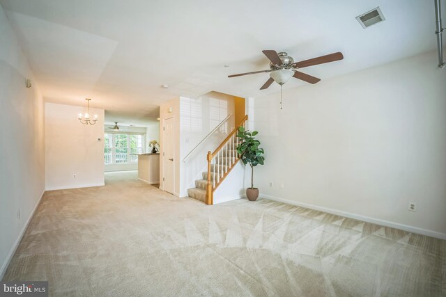 5932 Kimberly Anne Way, Alexandria, VA 22310 - unfurnished room featuring stairs, a ceiling fan, carpet floors, and baseboards