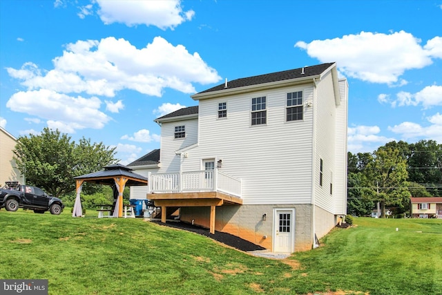 2536 Stoverstown Rd, Spring Grove, PA 17362 - rear view of house featuring a gazebo, a yard, and a wooden deck